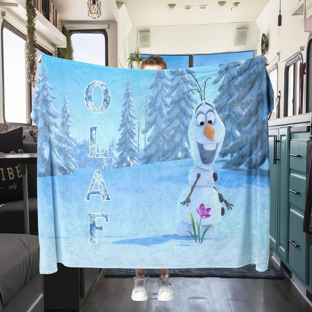 Frozen Cartoon Print Flannel Blanket for Bedrooms Chairs Picnics Travel Sofas Beds Home Decor Extra Large Gift for Kids