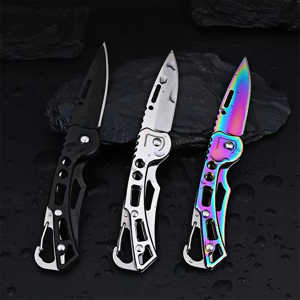 Kitchen Folding Fruit Knife, Shiny Stainless Steel Peeling Knife, Anti Slip Handle, Practical Keychain, Kitchen Accessories