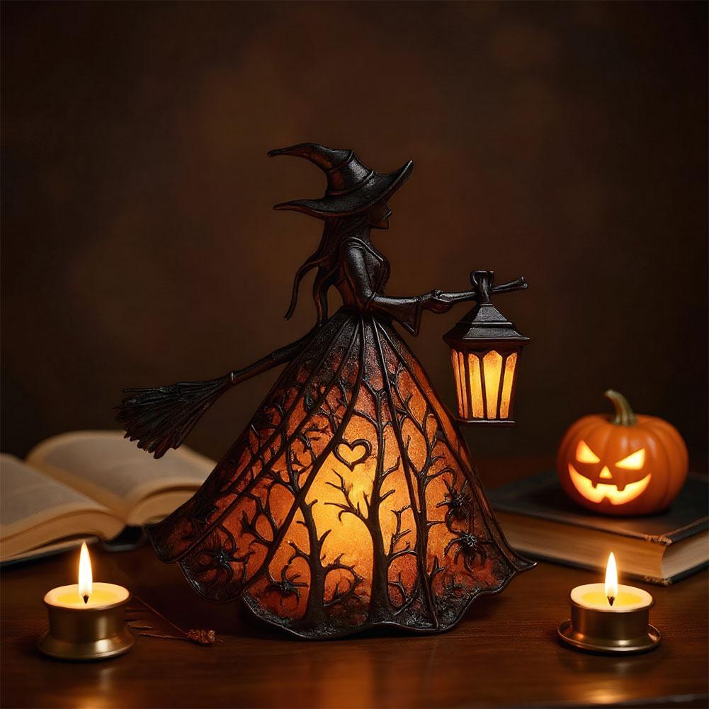 Halloween Decorations Halloween Witch Lamp Gothic Witch Decoration Unique Witch Statue Table Lamp for Bedroom Halloween Decor