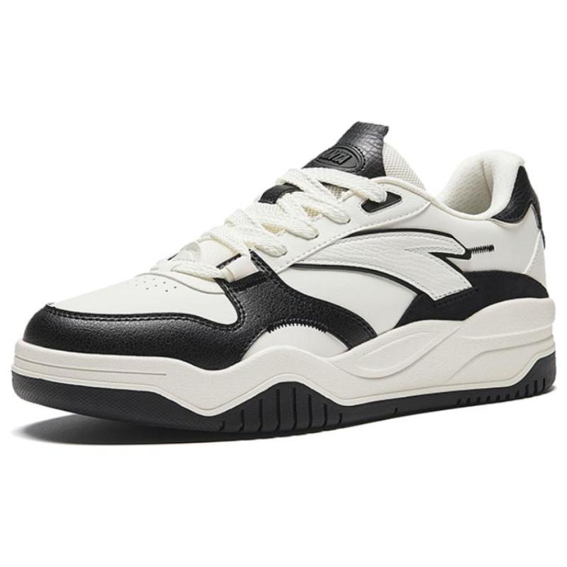 Anta Wave Shoe Slip Resistant, Abrasion Resistant, Lightweight Low top Skateboard Shoes Men's Black White Sneakers 912348003-2