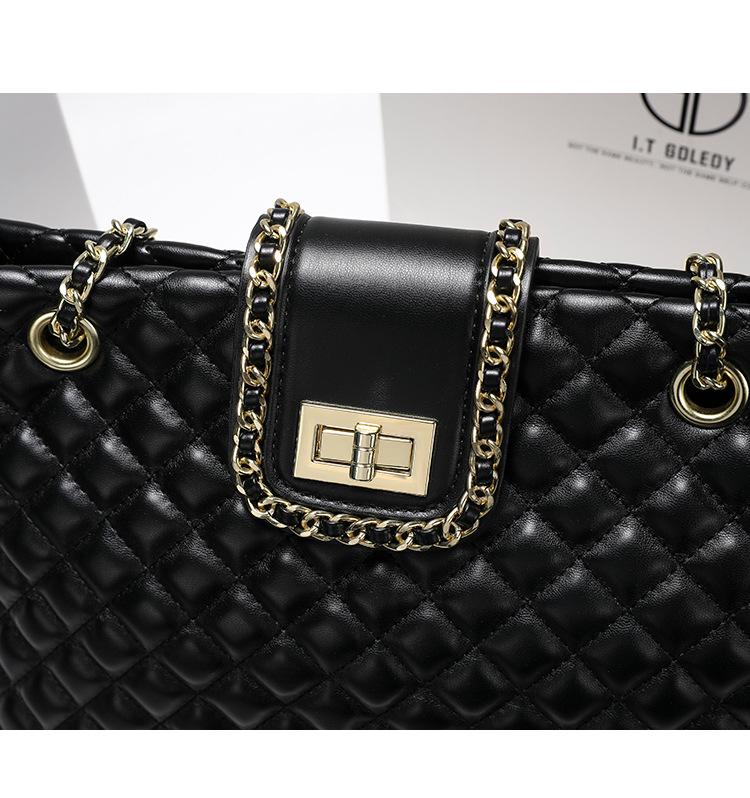 2022 Women's Genuine Leather Large Capacity Chain Tote Bag