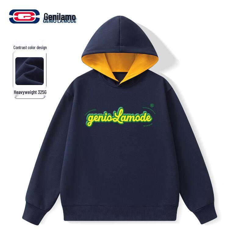 GENIOLAMODE American Style Casual Letter Print Hooded Sweatshirt