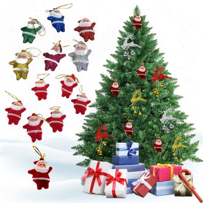 6 Stück Weihnachtsmann Ornamente für Baum Stoff Weihnachtsmann Weihnachtsanhänger 3D Weihnachtsmann Puppenanhänger für Feiertags-Weihnachtsbaumdeko