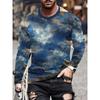 Mountain Water Ship Pattern T-Shirt For Men Chinese Buddha 3D Printed Tees Casual Long Sleeves Unisex T Shirts Loose O-Neck Tops