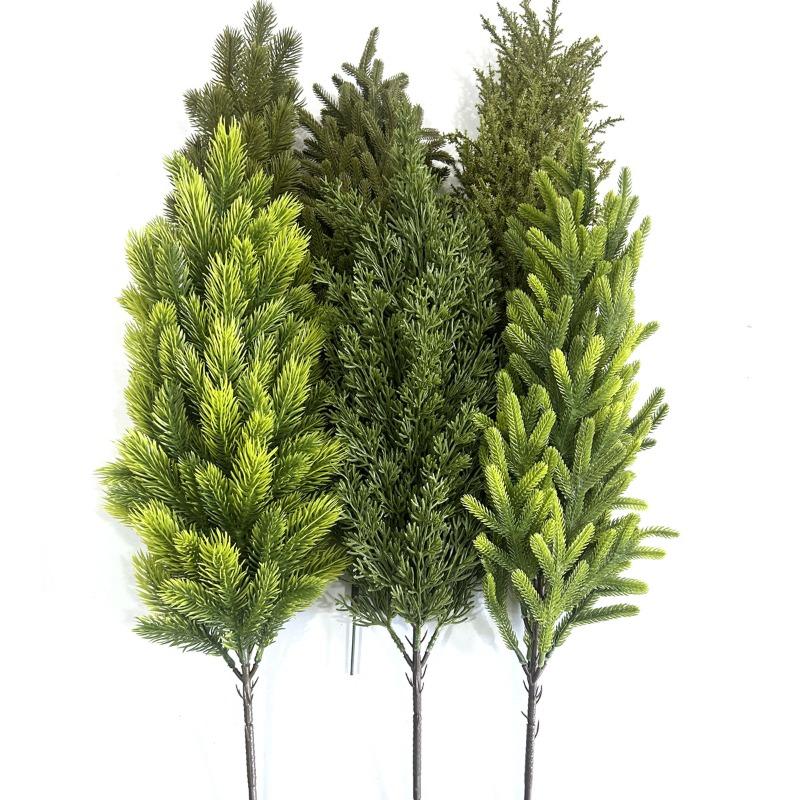 Artificial Green Plants, Artificial Pine Needles, Bunches, Christmas Single Pine and Cypress Indoor Flower Arrangement Decorations