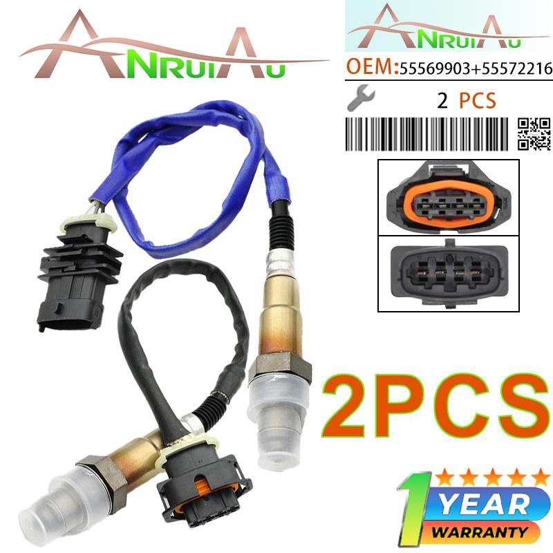 New 2Pcs 55569903 55572216 Downstream & Upstream O2 Oxygen Sensor For Chevrolet Trax Sonic Cruze Limited 1.4L L4 Turbocharged