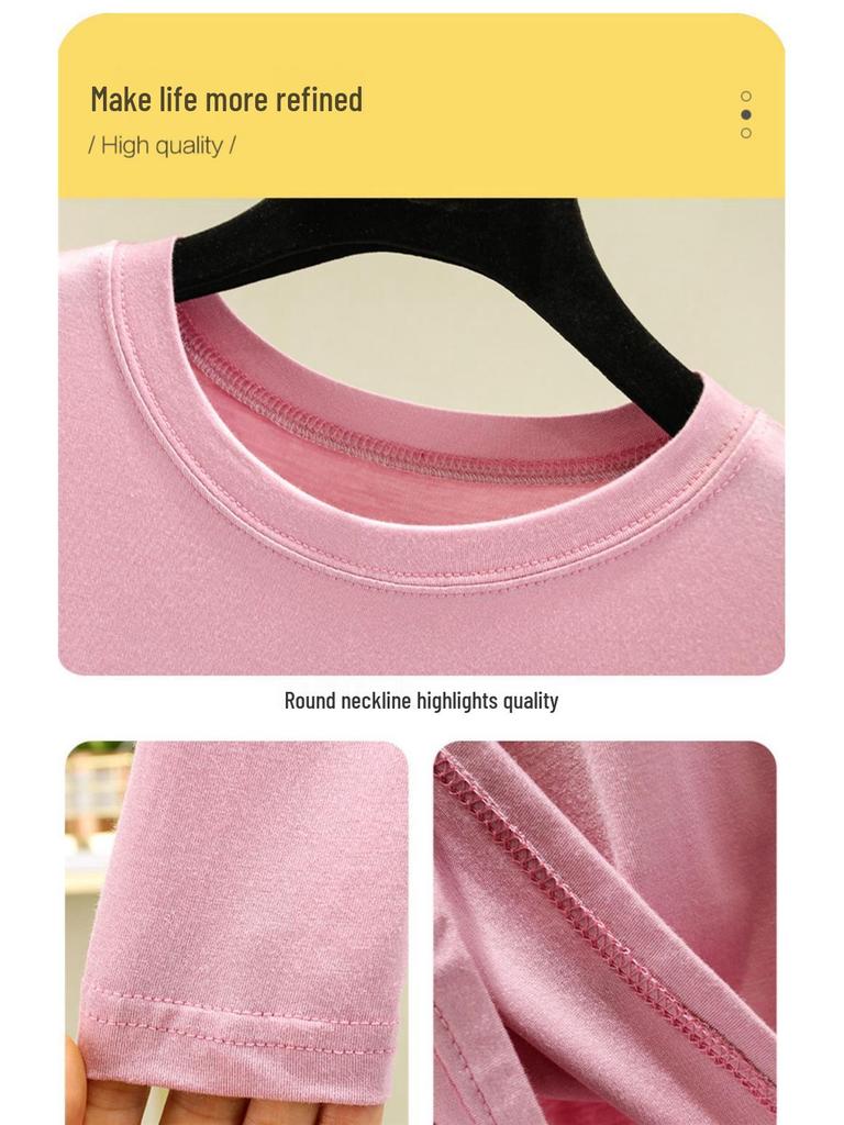 Women's Loose Korean-Style Modal Long-Sleeve Shirt - Spring/Autumn, Round Neck, Slimming, Versatile, Plus Size.