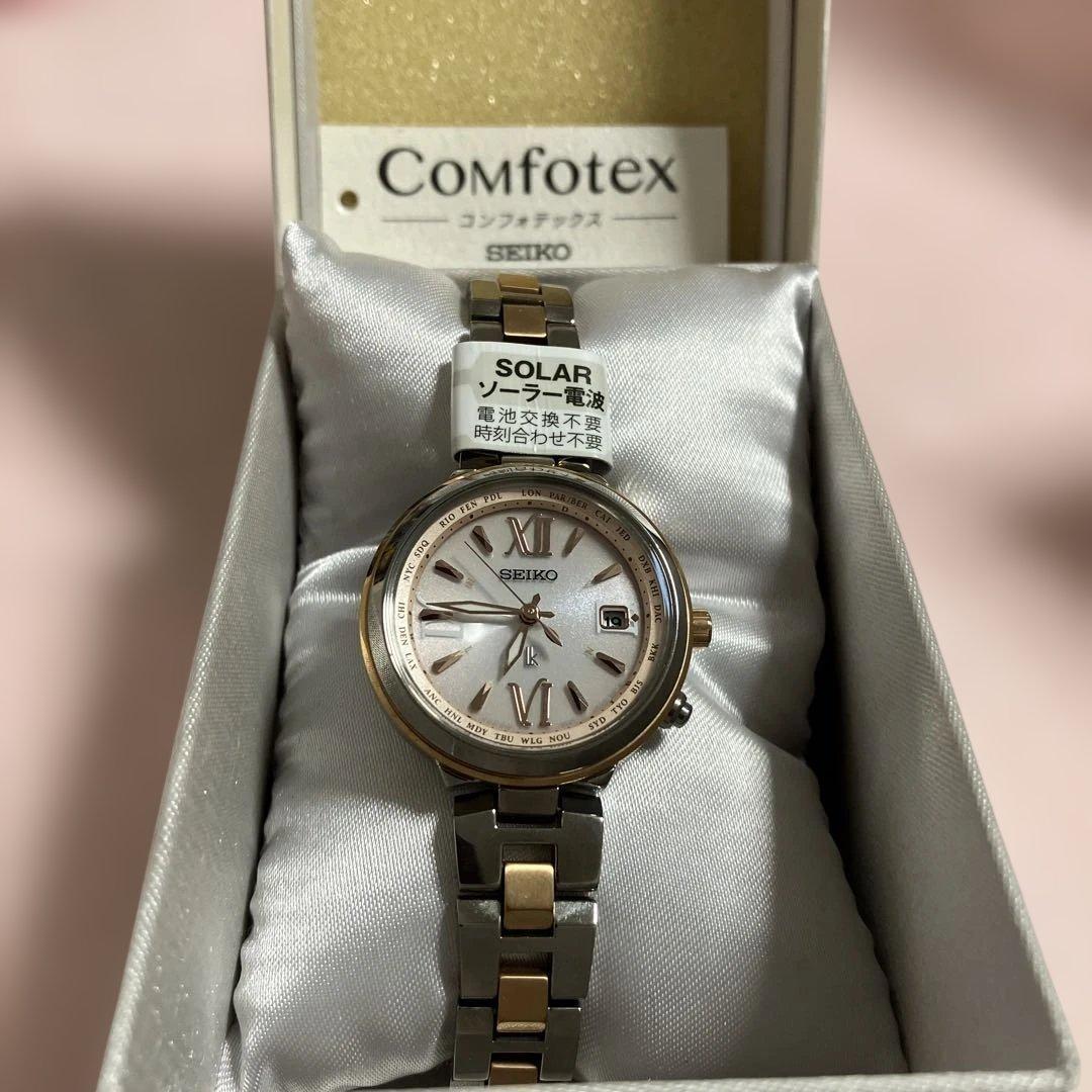 SEIKO Rukia Comfotex Radio Solar Watch Women s 1B25-0AK0