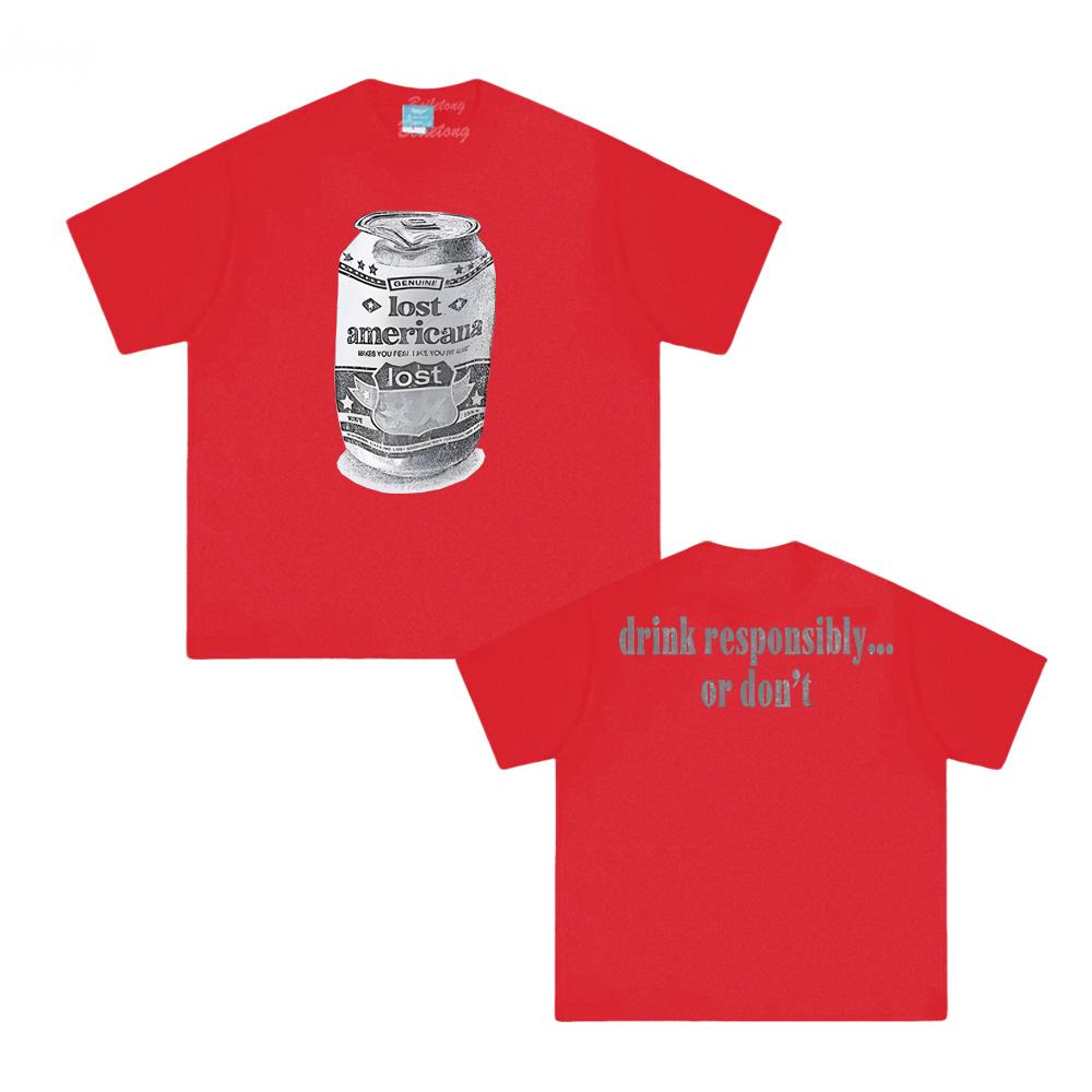 

Футболка Mgk Lost Americana Mgk Така ж, як на офіційному сайті Літня Високоякісна Верхній одяг Унісекс Літня Бавовняна Жіночий/Чоловічий Одяг XL червоний