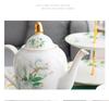 Camellia Gold-Trim Bone China Coffee Set: Cup, Saucer, Spoon, Pot, Milk Jug, Sugar Bowl, Pastry Skewer, Plate - Light Luxury.