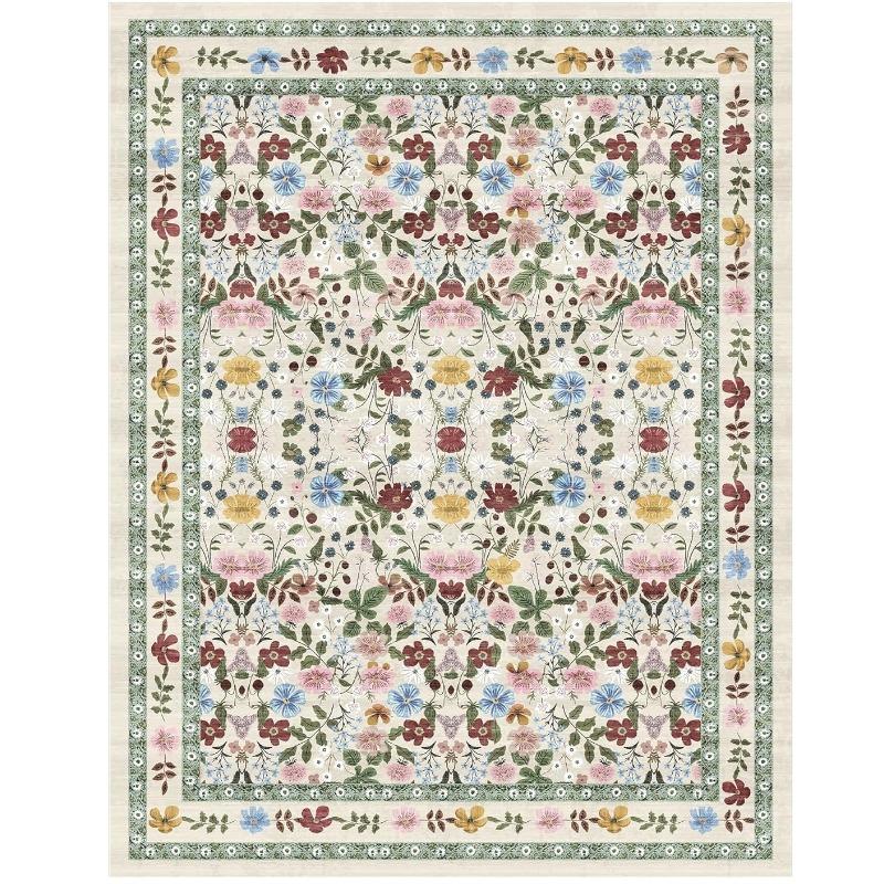Floral Area Rugs for Living Room Modern Luxury Large Sofa Coffee Table Floor Mat Non-slip Machine Washable Bedroom Carpet 