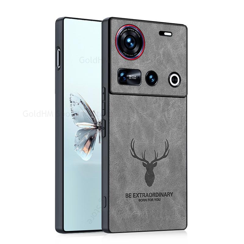 

Cases For ZTE nubia Z70S Ultra 3D Cartoon Head Elk Deer Leather Protection Back Phone Case For Nubia Z70 Ultra Z50 Z60S Pro Soft Frame Silicone Cover Nubia Z70S Ultra сірий