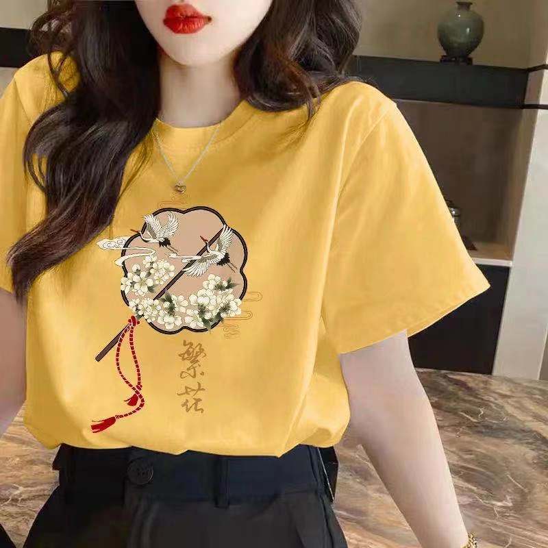 Cotton Short-sleeved T-shirt Women's Summer Style Chinese Style Loose White Bottoming T-shirt Trendy