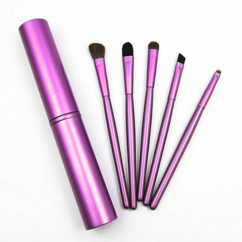 5PCS/Set Makeup Brushes Wood Handle Eye Shadow Brush Mujer Maquillajes Eyebrow Brush Cylindrical Small Pen Beauty Make Up Tool