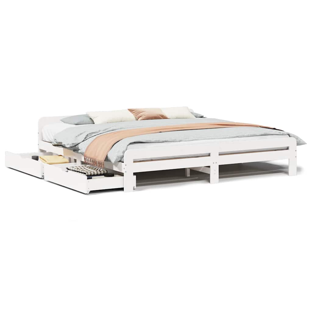 Solid Wood Bed without Mattress White 200x200 cm Pine Wood