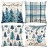 Christmas Theme Short Plush Pillow Cover Set Holiday Print Cushion Case for Living Room Sofa Home Decor 45x45cm