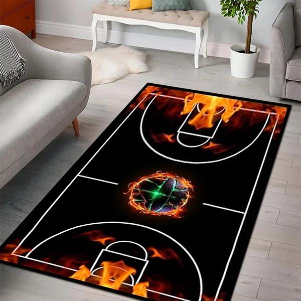 Creative Sports Area Rug Healthy ExerciseTeen Fantastic Basketball Enthusiast Carpet for Home Decor Kid Room ,Etc.