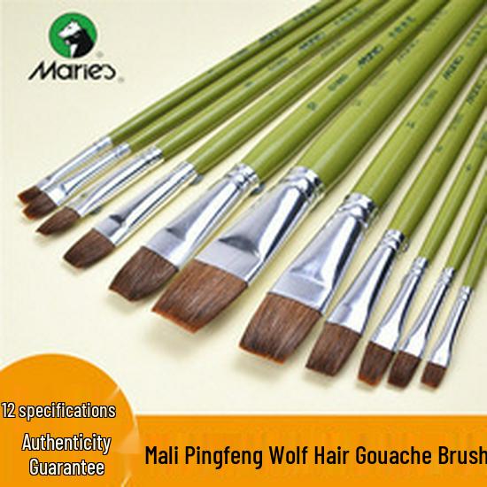 Mali Brand G1860 Green Handle Horsehair Gouache & Watercolor Paint Brush No. 1 зелёный