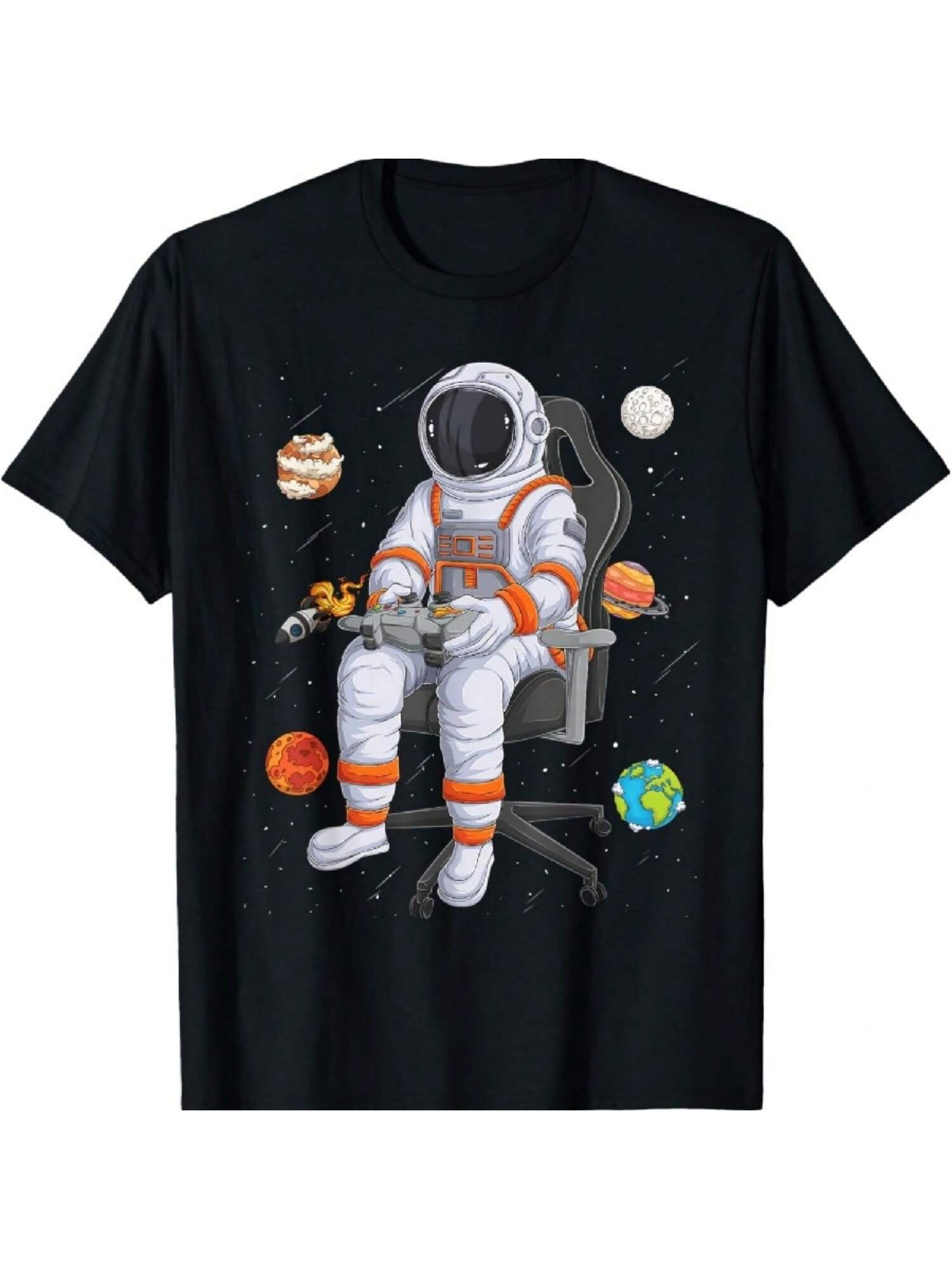 Astronaut Gamer Outer Space Men Kids Gaming System Planets T-Shirt S разноцветный