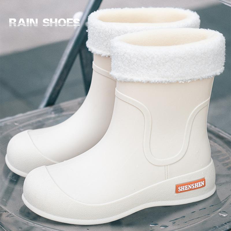 Moteriški korėjietiško stiliaus mieli trumpaauliai studentiški vandeniui atsparūs lietaus batai, kasdieniai neslystantys dėvėjimuisi atsparūs vandens batai laukui