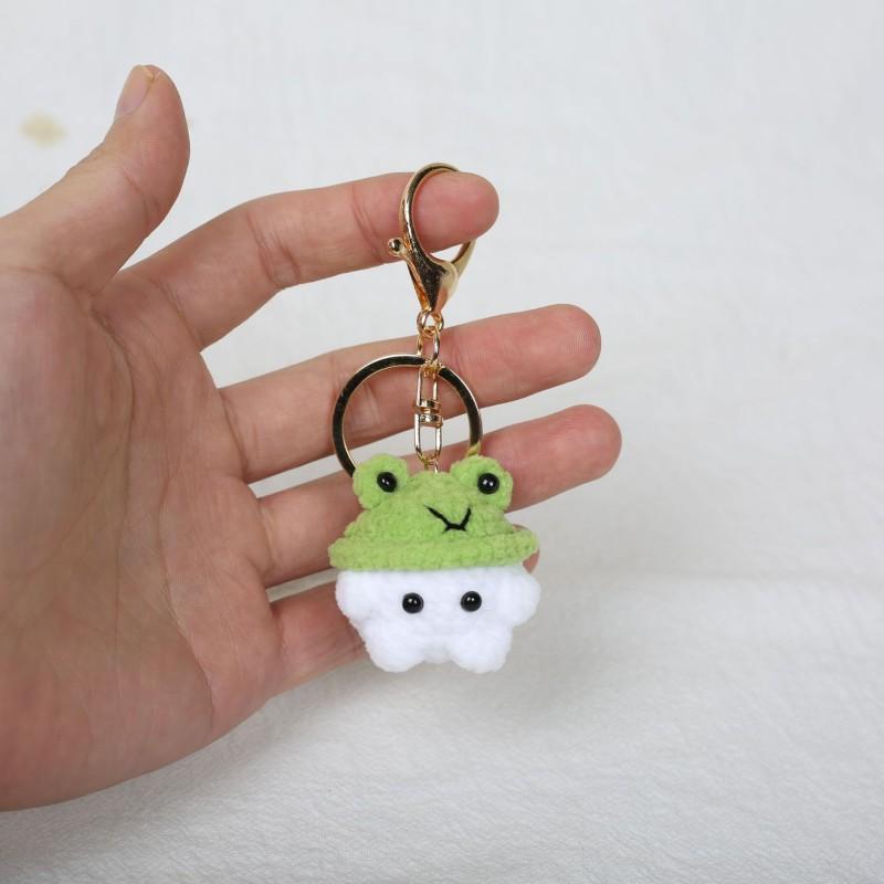 Mini Animal Doll Crochet Keychain For Car Keys Accessories Mini Cartoon Mushroom Series Knitting Doll Cute Keyrings Wholesale
