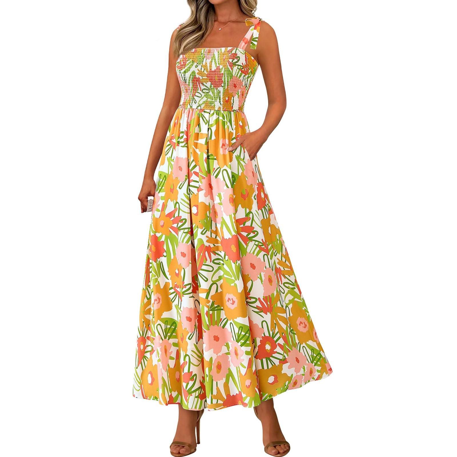 

Женское праздничное платье с разноцветным принтом на завязках, летнее L жёлтый