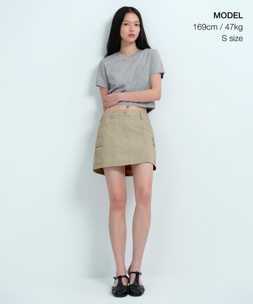 MUSINSA STANDARD WOMAN [Cooltandard] Women'S Crew Neck Crop T-Shirt [Medium Grey]