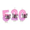 Pink Butterfly Princess Birthday Number Candles - Individually Packed and Creative Party Decorations