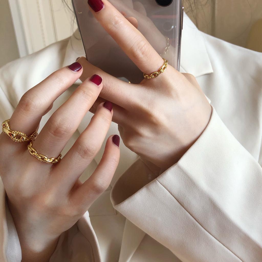 Fashion Ladies Finger Ring Chain Shape Accessory Everyday Wear Adjustable Gift