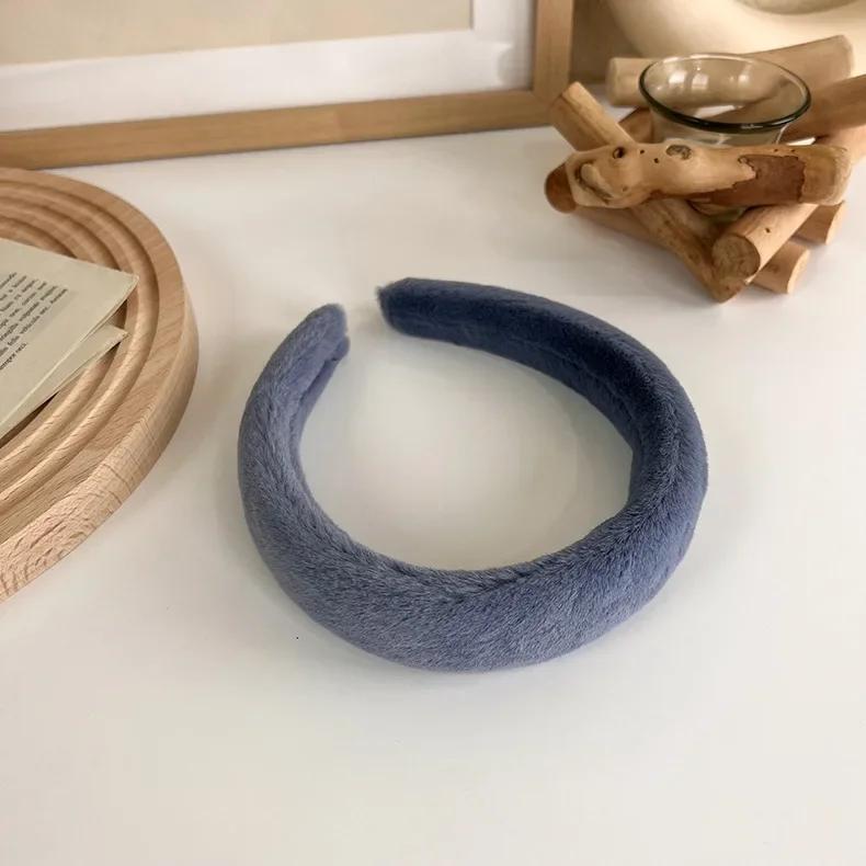 Herbst/Winter Retro Plüsch Textur Schwamm Verdickte Stirnbänder Einfarbig Fellige Haarbänder Damenmode Elegant Haarreif