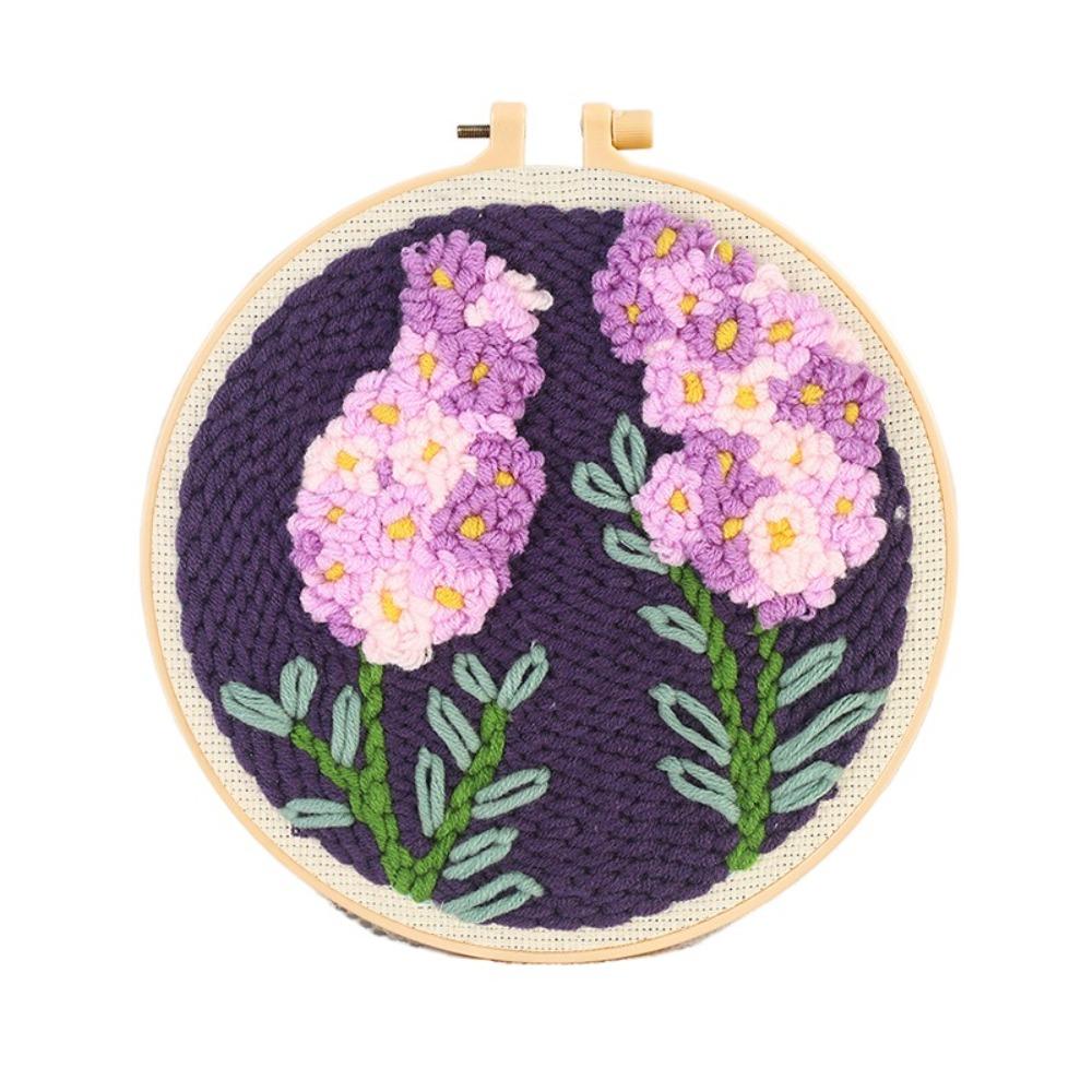 Flower Pattern Punch Needle Set Needlework Poke Needle Embroidery Kit  Educational Toys