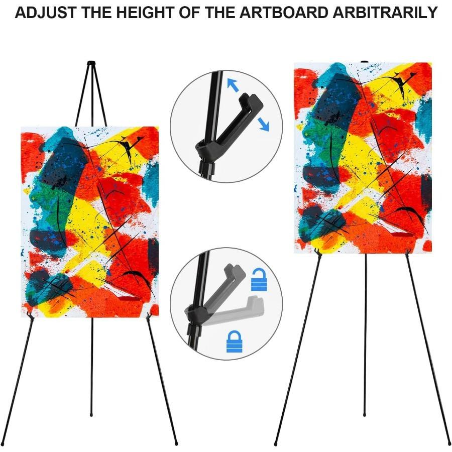 1pc Easel Stand for Display with Bag, Lightweight Black Metal Painting Easel, Portable Adjustable Poster Stands, Floor Tripod Collapsible Display