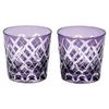 Kobo Edo Kiriko Yarai Crest Cold Sake Cup Pair Wooden Box Made in Japan [Taimuro Official] (Edo Purple) TB90152-1Ms