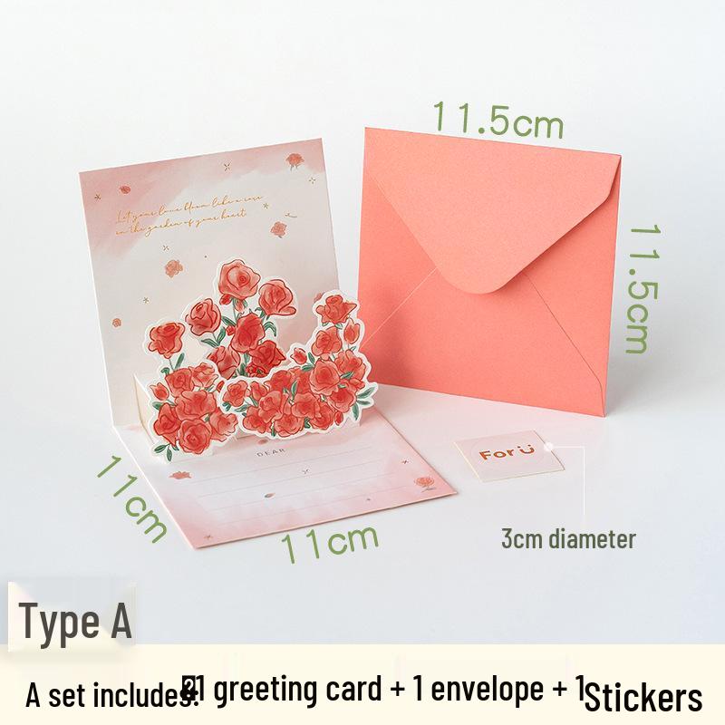 Creative 3D Floral Greeting Card for Holiday or Birthday Appreciation