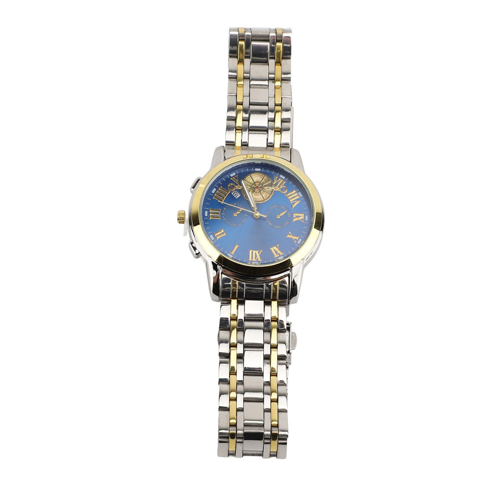 

Деловое платье Мужские часы Двухцветные из нержавеющей стали Водонепроницаемые Светящиеся Аналоговые Кварцевые часы С синий