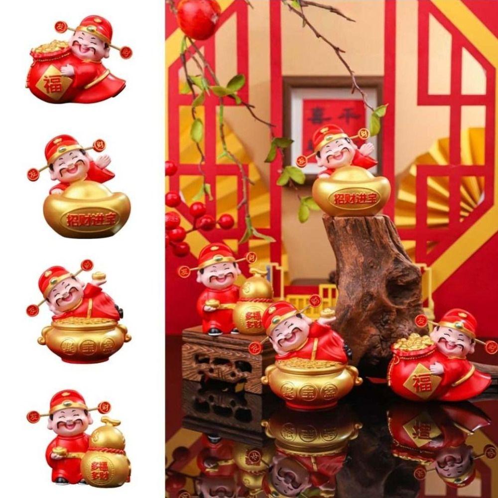 God of Wealth 2026 Horse Year Mascot Statue Table Decoration Chinese God Figures Ornament Car Decor Resin