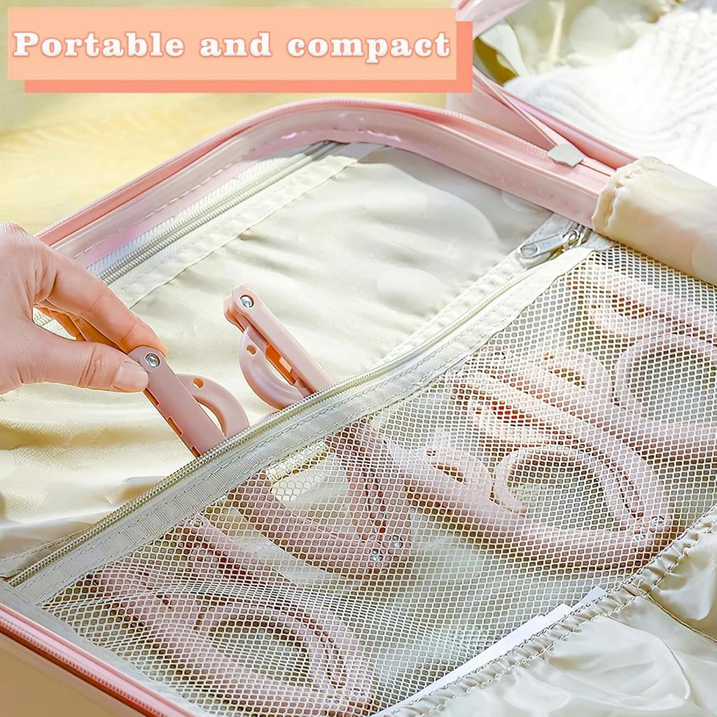 12 Pcs Foldable Travel Hangers with Clips, Collapsible Folding Hangers Drying Rack, Portable Clothes Hangers for Traveling, Cruise Ship Essentials