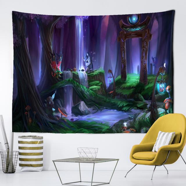 Cartoon Animal World Tapiserie Dinosaur Ilustrace Nástěnná závěsná místnost Hippie Dekor Obývací pokoj Ložnice Bohémský