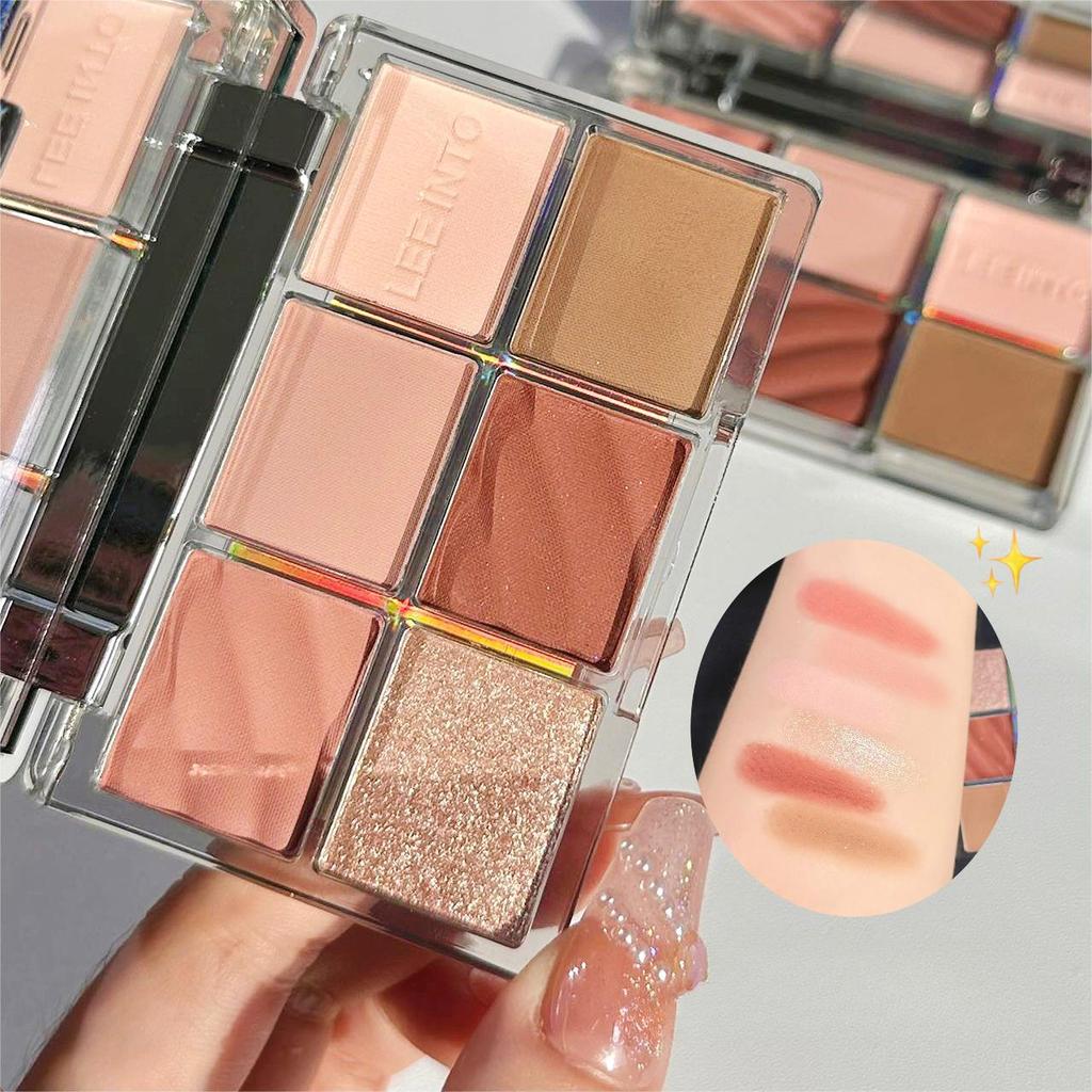 Six-color Eyeshadow Palette, Matte Pearlescent Fine Shimmer, Brightening Shadow, Long-lasting Makeup and Color Development Comprehensive Palette
