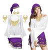 Gypsys Costume Accessories for Women Belly Dance Outfits Head Scarf with Belly Dance Coins Hip Scarf Chain Bracelets