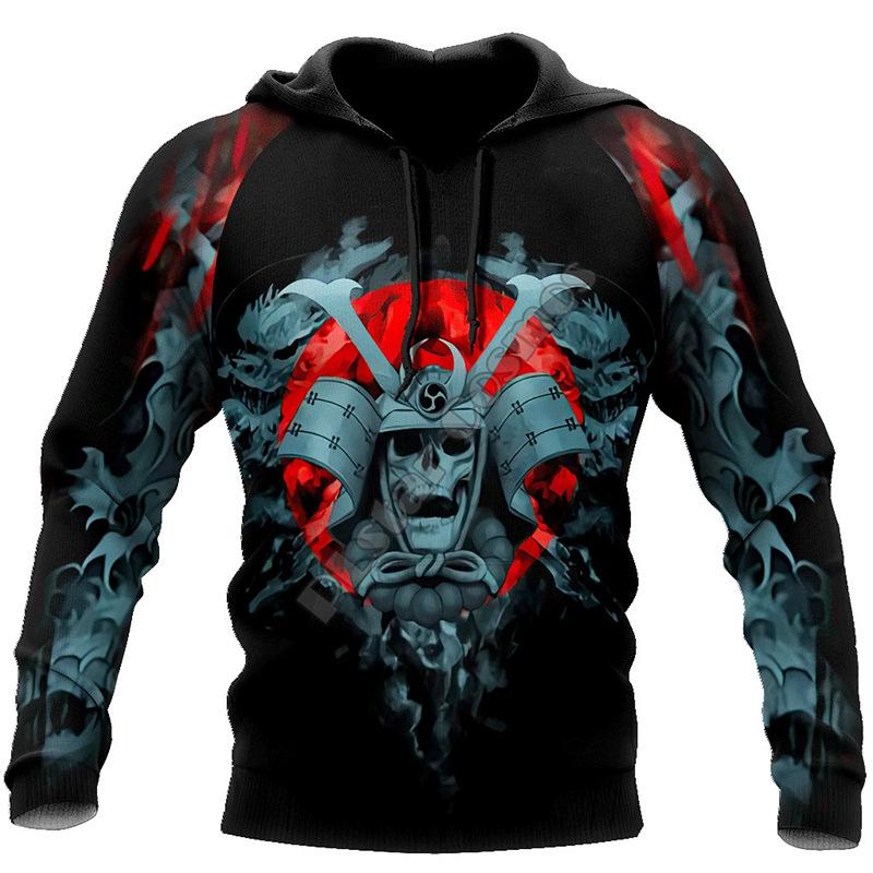 Spring and Autumn Men's Pullover Sweater 3D Digital Tattoo Print Loose Sweater