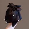 Women Girls Sweet Pearl Satin Bowknot Hair Clip Simple Big Ribbon Bow Barrette Solid Scarf Hairpin Grip Ponytail Clip