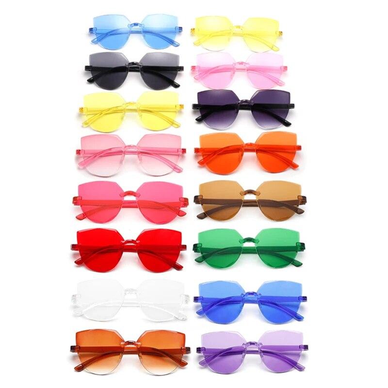 New Vintage Cat Eye Round Sunglasses Women Korean Transparent Rimless Gradient Sun Glasses Luxury Shades UV400 Oculos