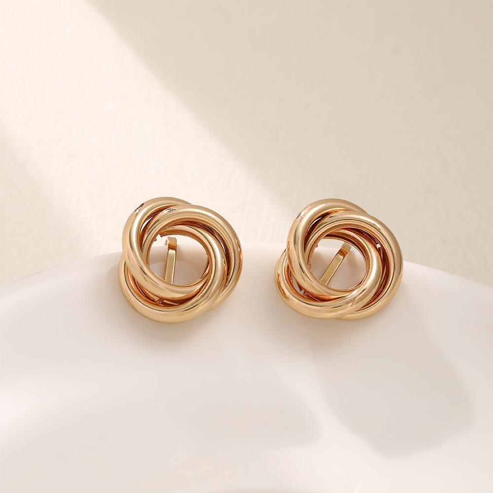Special Jewelry Earrings, Creative Metal Element Circle Multi-Layer Knotted Earrings