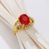Retro Leaf Carved Ruby Ring Gold Color Red Crystal Engagement Ring Luxury Vintage Style Promise Ring for Women Wedding Jewelry
