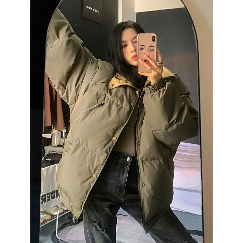 

Нишевая пуховая одежда с хлопковой подкладкой женская новая зимняя утолщенная куртка маленькая одежда с хлопковой подкладкой куртка с хлопковой подкладкой с высоким воротником XXL зелёный