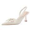 A Bow-tied Bag Head Sandals Women's Rear Empty Thin Heel Pointed Celebrity Temperament High Heels Summer New Models