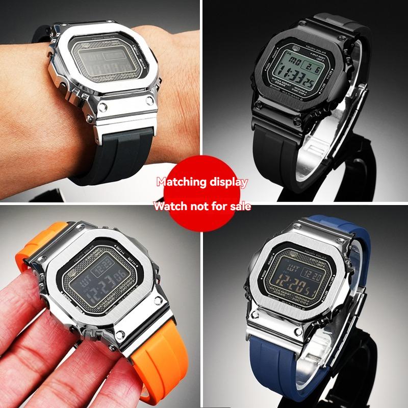 For Casio G-Shock GM-B2100 B2100 Rubber Strap Replacement Band for GMW-B5000 Folding buckle Watch Strap, Men's  Accessories