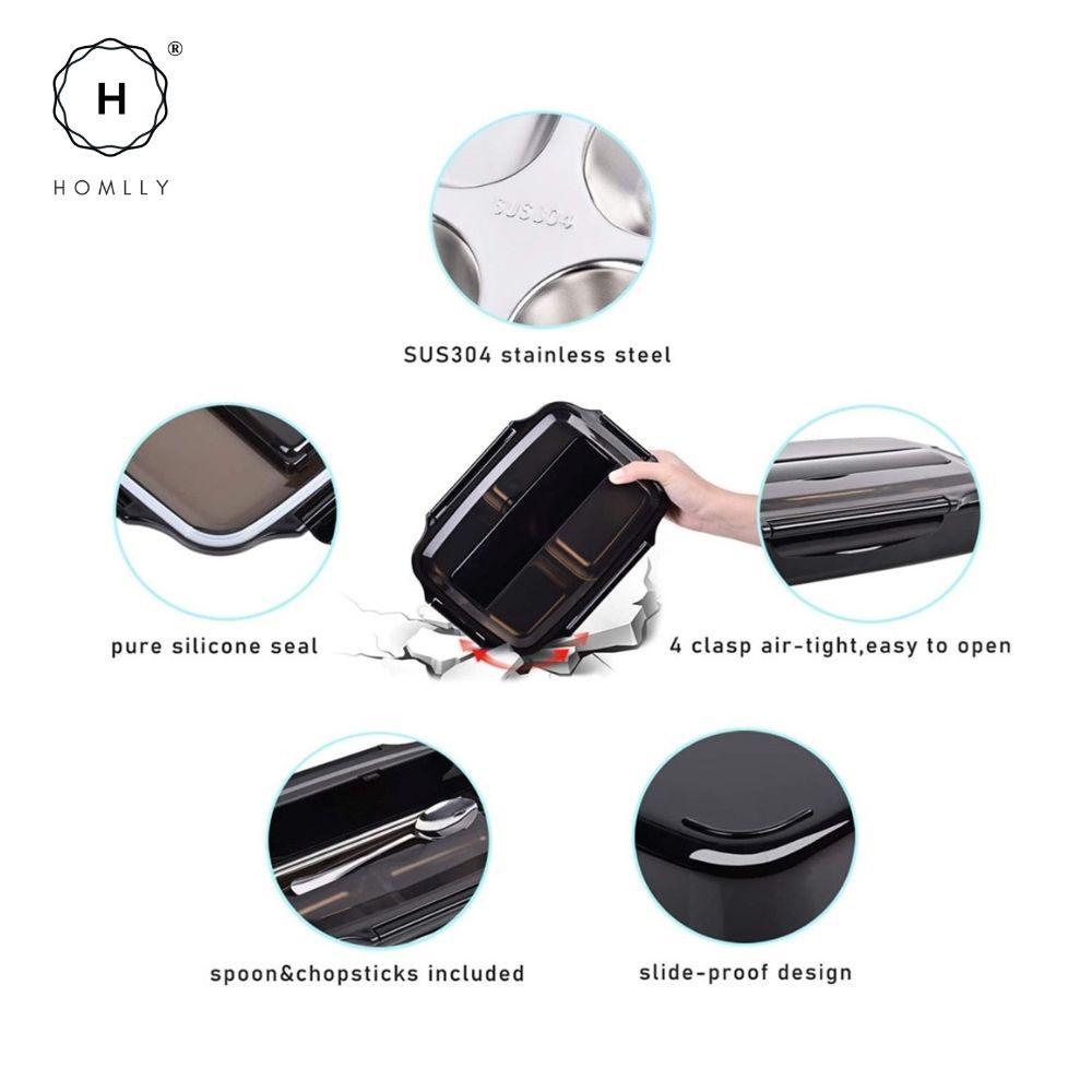 Homlly Compartment Stainless Steel Thermal Bento Lunch Box
