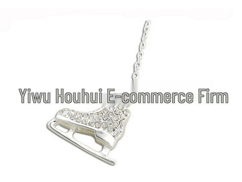 Zinc Alloy Rhinestone Ice Skate Pendant Necklace